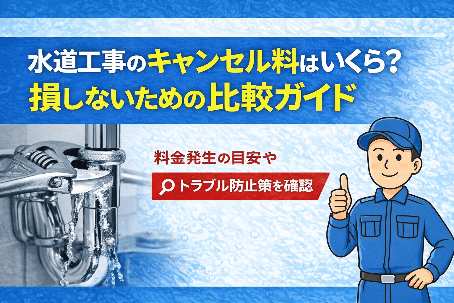 水道工事のキャンセル料はいくら？損しないための比較ガイド